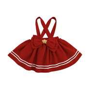 幼悠女童安安小鴨子系列秋季工字背心裙娃娃翻領(lǐng)打底襯衫多件套潮 背帶短裙褲深紅色（Q4100） 110cm