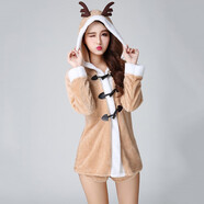 長夜漫漫 圣誕服裝衣服情趣內(nèi)衣萬圣節(jié)派對(duì)圣誕裝女金絲絨套裝夜店表演cosplay x98麋鹿款（連帽上衣+短褲） 均碼