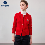 Navigare意大利小帆船全羊毛長(zhǎng)袖針織開(kāi)衫保暖毛衣2334094508 紅 S 