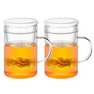 MINGSHANGDE耐熱玻璃杯泡茶杯馬克杯帶茶隔過濾茶杯泡枸杞養(yǎng)生辦公室待客杯 450ml兩件組合