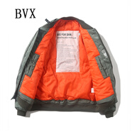 BVX潮牌MA1飛行員夾克男潮流寬松大碼加厚棒球服秋冬裝百搭休閑外套 軍綠色（冬季加棉） XL