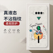 小寸心 黑鯊4pro手機殼 保護套游戲手機全包防摔直邊液態(tài)硅膠個(gè)性創(chuàng  )意潮牌宇航員軟殼 黑鯊4/Pro【象牙白-YT018吊星宇航員】