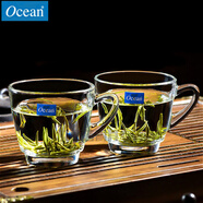 鷗欣進(jìn)口玻璃茶杯耐熱泡茶杯帶把家用待客水杯加厚大容量綠茶杯 肯雅把杯245ml【兩支】