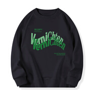 君茵 衛衣女春秋款2023新款女裝字母印花學(xué)生寬松圓領(lǐng)衛衣外套 黑色【加絨款】【波浪】 L