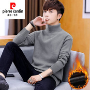 皮爾卡丹（pierre cardin）2024秋冬新款半高領(lǐng)毛衣男針織毛線衫內(nèi)搭打底衫加絨加厚有領(lǐng)中領(lǐng) 369高 領(lǐng)毛衣-深灰 加絨 XL 130-150斤
