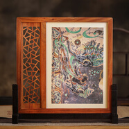 敦煌研究院 經(jīng)典壁畫(huà)紫光檀插屏擺件 博物館文創(chuàng  )古典優(yōu)雅精致實(shí)木復古擺件 敦煌木制插屏擺件_獻花飛天