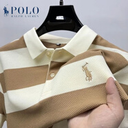 POLO SPORT美國(guó)拉夫勞倫polo衫半袖潮流條紋t恤男短袖夏季男翻領(lǐng)體恤刺繡 咖色 3XL 170-195