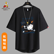 稻草人（MEXICAN）短袖t恤男夏季日系動漫印花體恤衫潮流半袖衣服 295黑色 XL