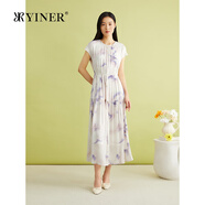 音兒（YINER）【真絲系列】夏季彈力珍珠緞?dòng)』ㄟB衣裙 米白 3XL