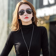 筱嵐半高領(lǐng)打底衫女秋冬2025秋薄款女式修身洋氣內搭小衫純色上衣 黑色-磨毛中厚 L