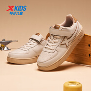特步（XTEP）兒童童鞋男女童小白鞋兒童運動(dòng)板鞋百搭時(shí)尚休閑學(xué)生板鞋 香皮灰/蜜糖棕 35 碼