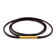 金色扣鎖骨皮繩頸繩diy穿珠子轉運珠繩子掛戒指的項鏈繩金鑲玉石掛墜項鏈繩平安扣男女款吊墜繩金墜掛件繩 金色扣1mm黑色41厘米