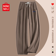名創(chuàng)優(yōu)品（MINISO）簡約純色闊腿褲女潮流休閑多巴胺穿搭秋季新款百搭女裝顯瘦直筒褲 咖色(簡畫筆藍褲標) 2XL (體重150-170斤)