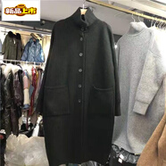 初徑2025秋冬百搭新款毛衣開(kāi)衫外套長(cháng)款慵懶風(fēng)寬松韓版過(guò)膝蓋女潮 黑色 S