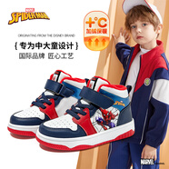 迪士尼童鞋男童冬季加絨漫威高幫板鞋休閑蜘蛛俠運動(dòng)鞋DM2703S藏青35碼