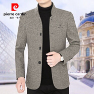 皮爾卡丹（pierre cardin）品牌毛呢外套男2024新款翻領(lǐng)休閑夾克秋冬商務(wù)呢子上衣加絨加厚潮 卡其色【加厚】 加絨 XL 【建議130-150斤】