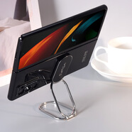 適用于三星zfold4金屬支架手機(jī)殼zfold3手機(jī)套zfold2背殼w22套 萬(wàn)能旋轉(zhuǎn)金屬支架款-鋼琴黑 zfold4/W23折疊屏手機(jī)