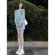 蕭遇（XIAOYU）2025年春秋冬季新款女士?jì)杉籽b小個(gè)子連衣裙針織高腰包臀短裙 圖片色兩件套 均碼 85-125斤
