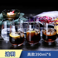 青蘋(píng)果 彩色玻璃杯套裝家用喝水杯耐熱茶杯果汁牛奶早餐杯微波爐可用 透明高款6只裝