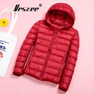 VRSZEE高端品牌輕薄羽絨服女短款連帽25秋冬季新款修身輕便韓版時(shí)尚外套 暗紅色【連帽】 XL