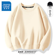真維斯（Jeanswest）圓領(lǐng)衛(wèi)衣男秋冬款外套加絨內(nèi)搭重磅羊羔絨上衣男大碼休閑外穿男裝 【重磅圓領(lǐng)】淺米(純色) XL (180) (不起球不掉色)
