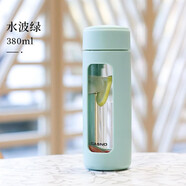 暢印 迷你玻璃杯防摔便攜耐熱簡(jiǎn)約小巧泡花茶ins高顏值水杯小眾花茶杯 水波綠380ml（隔熱防燙）