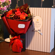 初朵 11朵红玫瑰康乃馨鲜香皂花束同城配送情人节礼物生日送女友