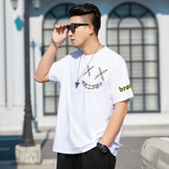 情緣貴族（QINGYUANGUIZU）大碼男裝夏季加肥加大肥佬短袖T恤寬松純棉潮胖子衣服肥胖人半袖 2311白色 5XL(236斤到260斤)