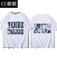 C2潮朝海賊王聯(lián)名短袖動(dòng)漫T恤男二次元印花ins潮流oversize時(shí)尚百搭半袖 白色3 XXXL