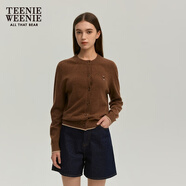 Teenie Weenie小熊女裝簡(jiǎn)約針織衫女秋冬針織開衫罩衫短外套上衣 棕色 XS (155)