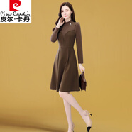 皮爾卡丹（pierre cardin）打底連衣裙秋冬2025年新款女裝長(cháng)袖小個(gè)子中長(cháng)款秋裝氣質(zhì)毛呢裙子 咖色 M 160