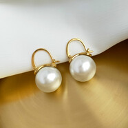 夢(mèng)逸仿珍珠耳飾歐美復古白夸張耳扣耳墜耳環(huán)送女生 珍珠白14mm