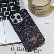 丁域適用iPhone16promax手機殼施華洛水鉆殼黑色15promax天鵝創(chuàng)意滿鉆13輕奢簡約全包14新款防摔保護殼 施華洛水鉆殼暗紫色 iPhone 12 Pro