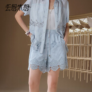 云思木想Ysimo-X摩登國風(fēng)2025夏季新款繡花鏤空純棉短褲女12887 藍(lán)色 S