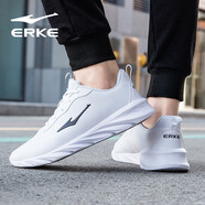 鴻星爾克男鞋運動(dòng)鞋秋冬季新款休閑旅游鞋子輕便網(wǎng)面透氣跑步鞋男徒步鞋R 【革面】正白/正黑 39