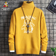 稻草人（MEXICAN）針織衫男韓版卡通印花高領(lǐng)毛衣青少年休閑保暖打底衫 黃色. 3XL
