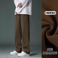 Foss Phil純棉直筒褲子男士夏季春秋款垂感黑色休閑運(yùn)動(dòng)衛(wèi)長(zhǎng)褲寬松闊腿褲男 潮牌718-K628咖色 L 【建議130-150斤】