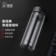 希諾希諾單層玻璃杯大容量加厚水杯子高端商務(wù)辦公泡茶杯車載便攜送禮 6089黑色小熊蓋 650ml 1只