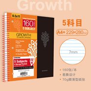 凱薩(KAISA)A4筆記本 升級(jí)版五科目160張學(xué)習(xí)考研本子三孔線圈PP面記事本 