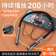 希蘭德（XILANDE）2025新款無線藍(lán)牙耳機(jī)插卡超長續(xù)航200小時(shí)頸掛脖入耳式運(yùn)動(dòng)跑步大電量適用蘋果華為vivo榮耀oppo 槍黑色[9D音效＋數(shù)顯＋200小時(shí)]