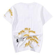 簡(jiǎn)拓夏季薄款中國風(fēng)重工刺繡純棉短袖T恤 學(xué)生情侶裝體恤男大碼半袖衫 2011白色 4XL