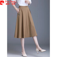 皮爾卡丹（pierre cardin）口袋字裙半身裙女夏裝季2025新款中長(zhǎng)款高腰顯瘦松緊腰半截裙子針 卡其色面料 XL 建議117-129斤