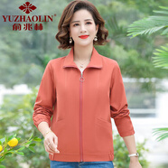 俞兆林（YUZHAOLIN）中年媽媽小個子短外套女2025春秋季新款寬松大碼休閑顯瘦洋氣夾克 桔紅 XL (參考90-105斤)