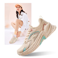 361°女鞋運(yùn)動(dòng)鞋春季新款輕便休閑跑鞋網(wǎng)面減震耐磨學(xué)生老爹鞋跑步鞋女 象牙白/冰清 37