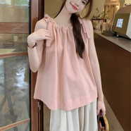 奧洛黛婭多巴胺穿搭系帶無(wú)袖背心女夏季新款外穿坎肩上衣韓版百搭潮 M適合86-105斤) 均碼 杏色
