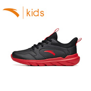 安踏童鞋男童小白鞋春季兒童運動(dòng)鞋中大童革面鞋子女童鞋 黑/大學(xué)紅-4 33