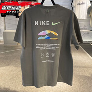 NIKE耐克短袖T恤男裝季新款跑步運動(dòng)服針織寬松舒適透氣休閑圓領(lǐng)上衣 HF6172-053灰色純棉 XL