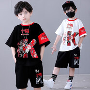 赤尹帥氣童裝男童運(yùn)動(dòng)套裝2025夏季新款男孩街舞服寬松時(shí)尚中國(guó)風(fēng) 黑色(潮K兩件套：上衣+褲子） 150碼（建議身高1.4米左右）