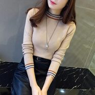 瑾衣媛針織打底衫女長(zhǎng)袖秋冬新款百搭套頭上衣修身顯瘦時(shí)尚圓領(lǐng)毛衣保 (荷)葉領(lǐng)612卡其 L(建議106-120斤)