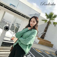 Radinka2024秋冬新款白色毛衣女韓版寬松學(xué)生麻花原宿風(fēng)打底衫 綠色 S